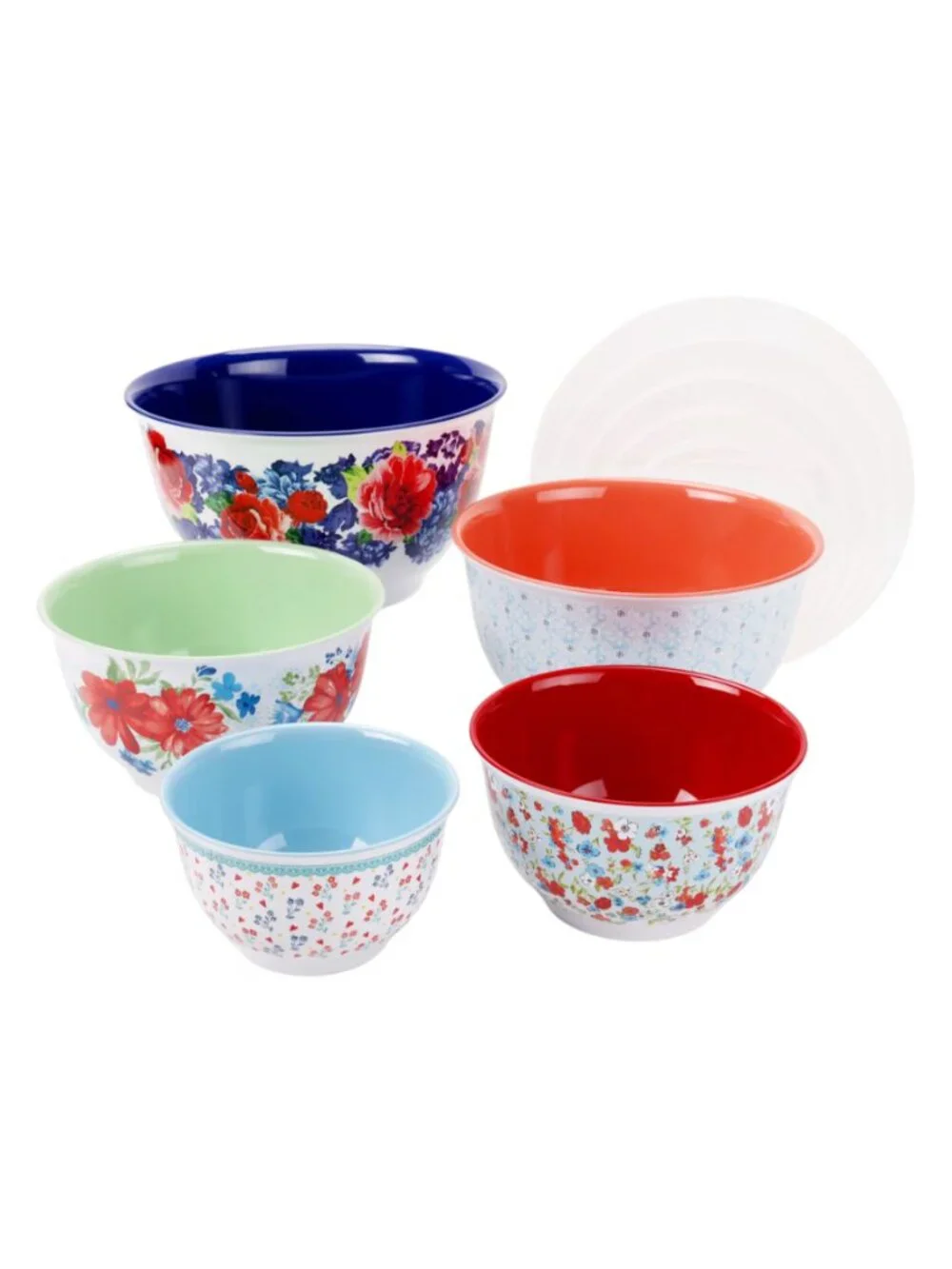 The Woman Pioneer Home Heritage Floral lids 10-Piece Melamine Mixing Bowl Set